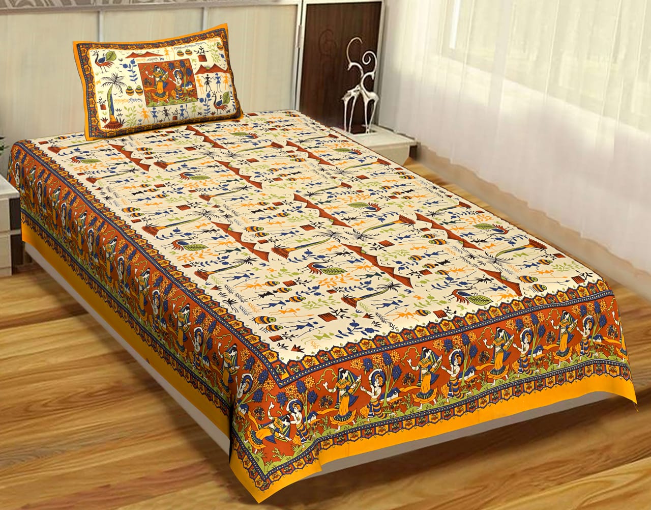 Cotton Single Jaipuri Rapid Print Bed Sheets